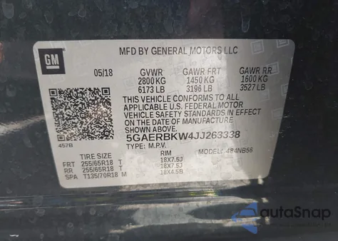 2018 Buick Enclave Essence из США, поврежденный, VIN 5GAERBKW4JJ263338